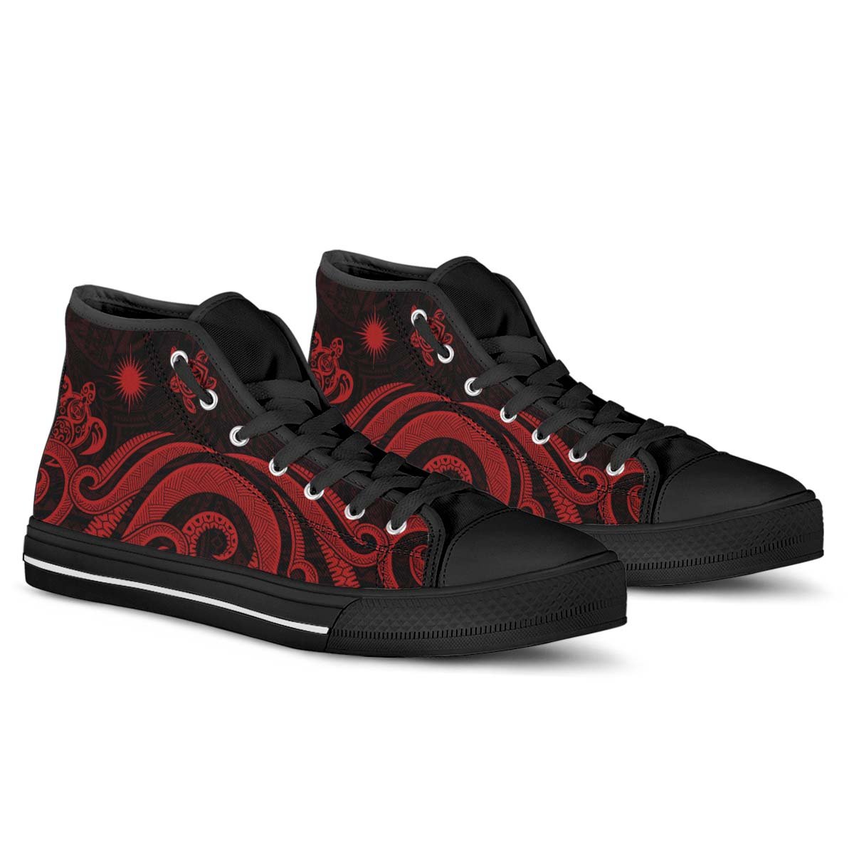 Marshall Islands High Top Shoes - Red Tentacle Turtle - Polynesian Pride