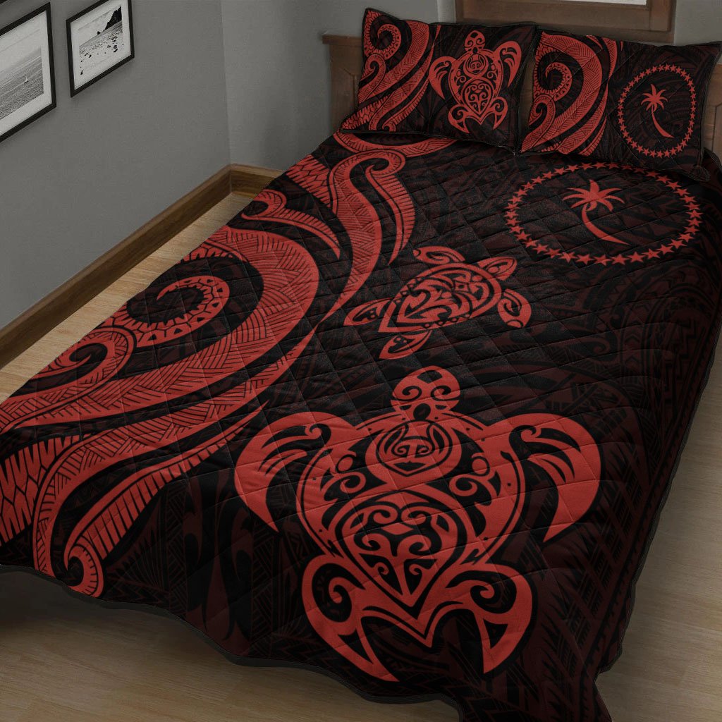 Chuuk Quilt Bed Set - Red Tentacle Turtle - Polynesian Pride