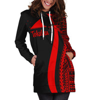 Tokelau Women's Hoodie Dress - Red Polynesian Tentacle Tribal Pattern - Polynesian Pride