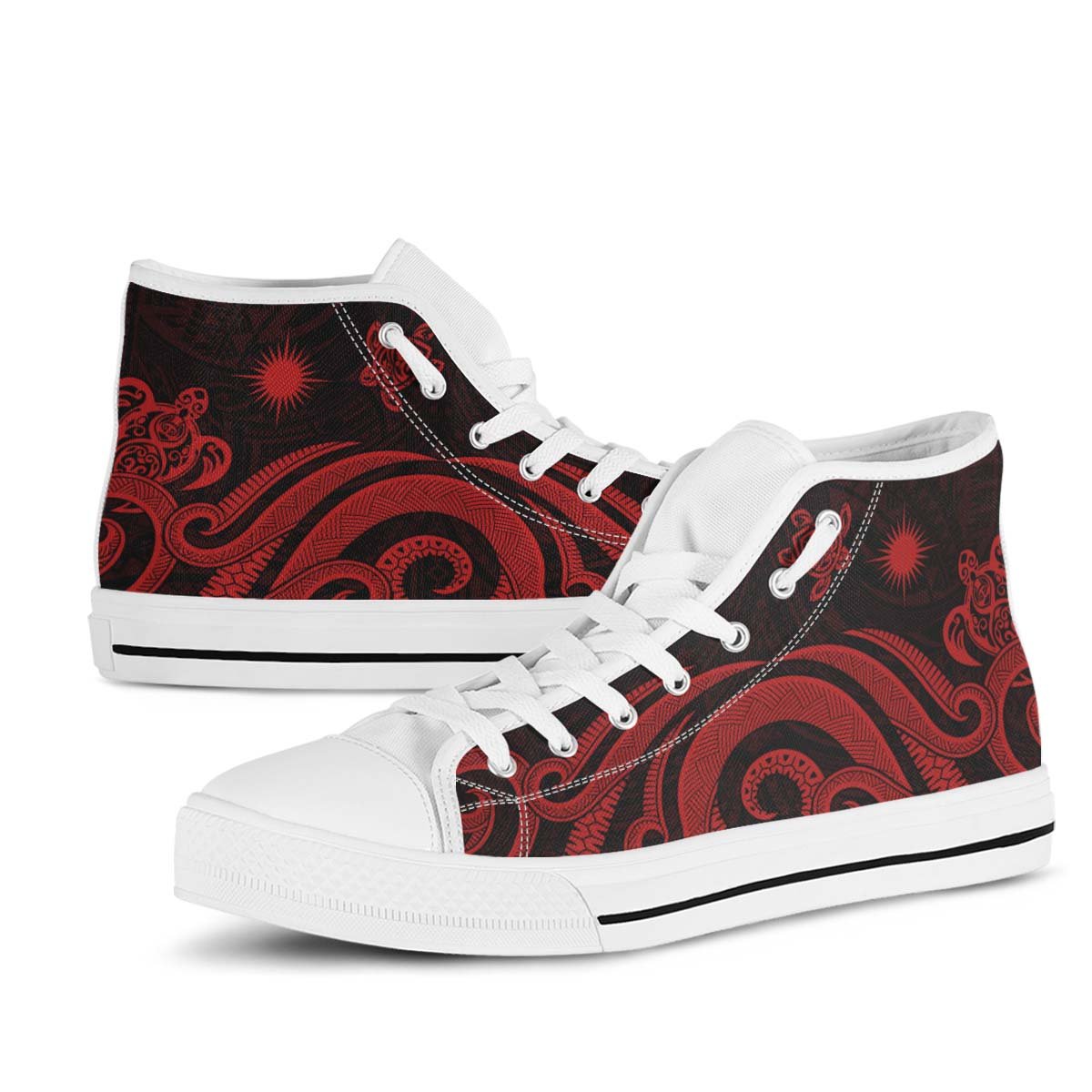 Marshall Islands High Top Shoes - Red Tentacle Turtle - Polynesian Pride