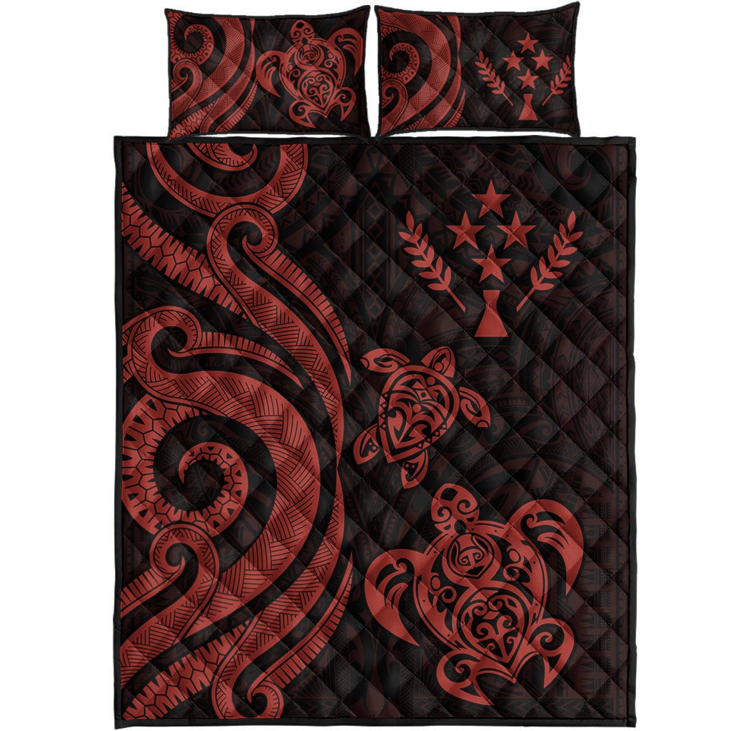 Kosrae Quilt Bed Set - Red Tentacle Turtle - Polynesian Pride