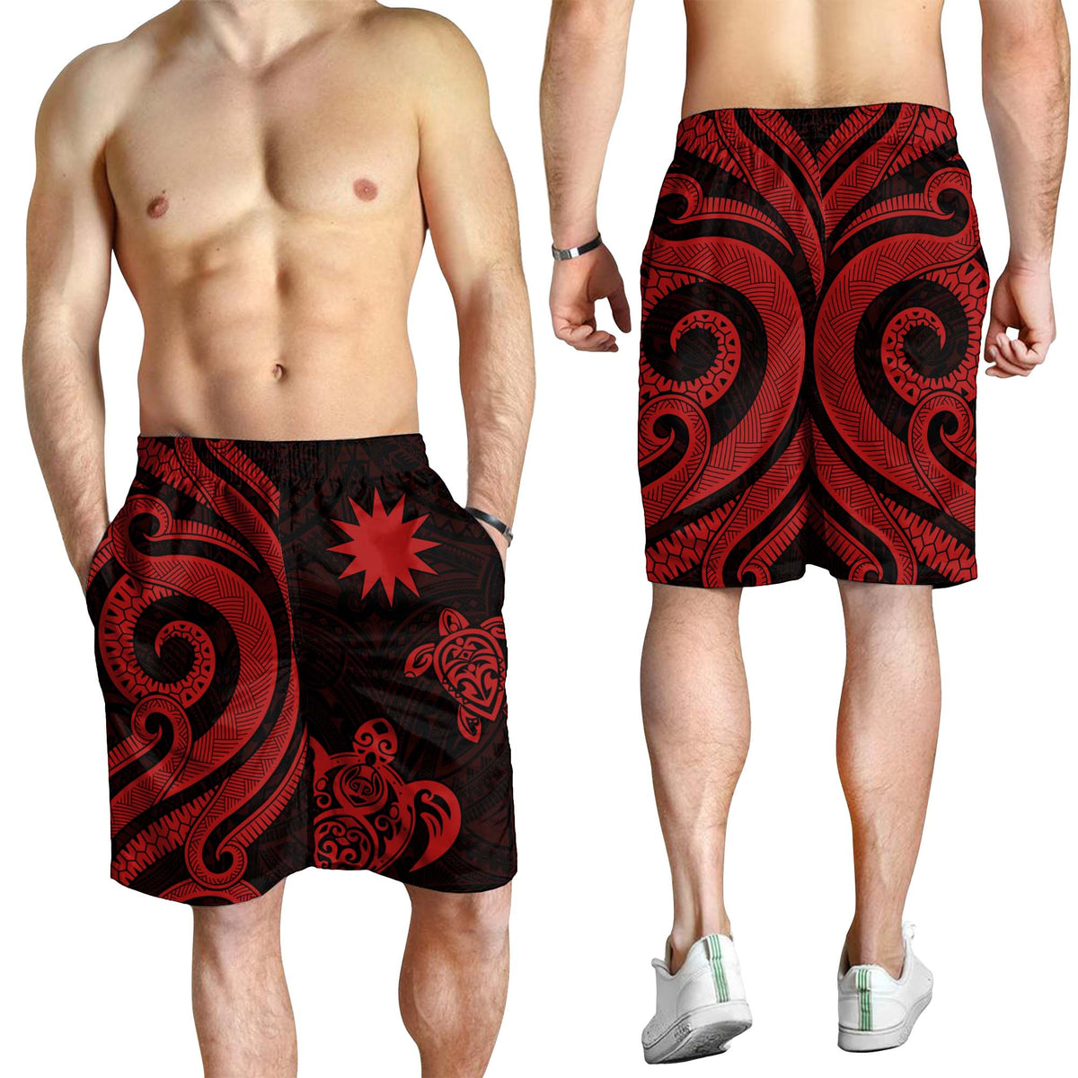 Nauru Men's Short - Red Tentacle Turtle - Polynesian Pride