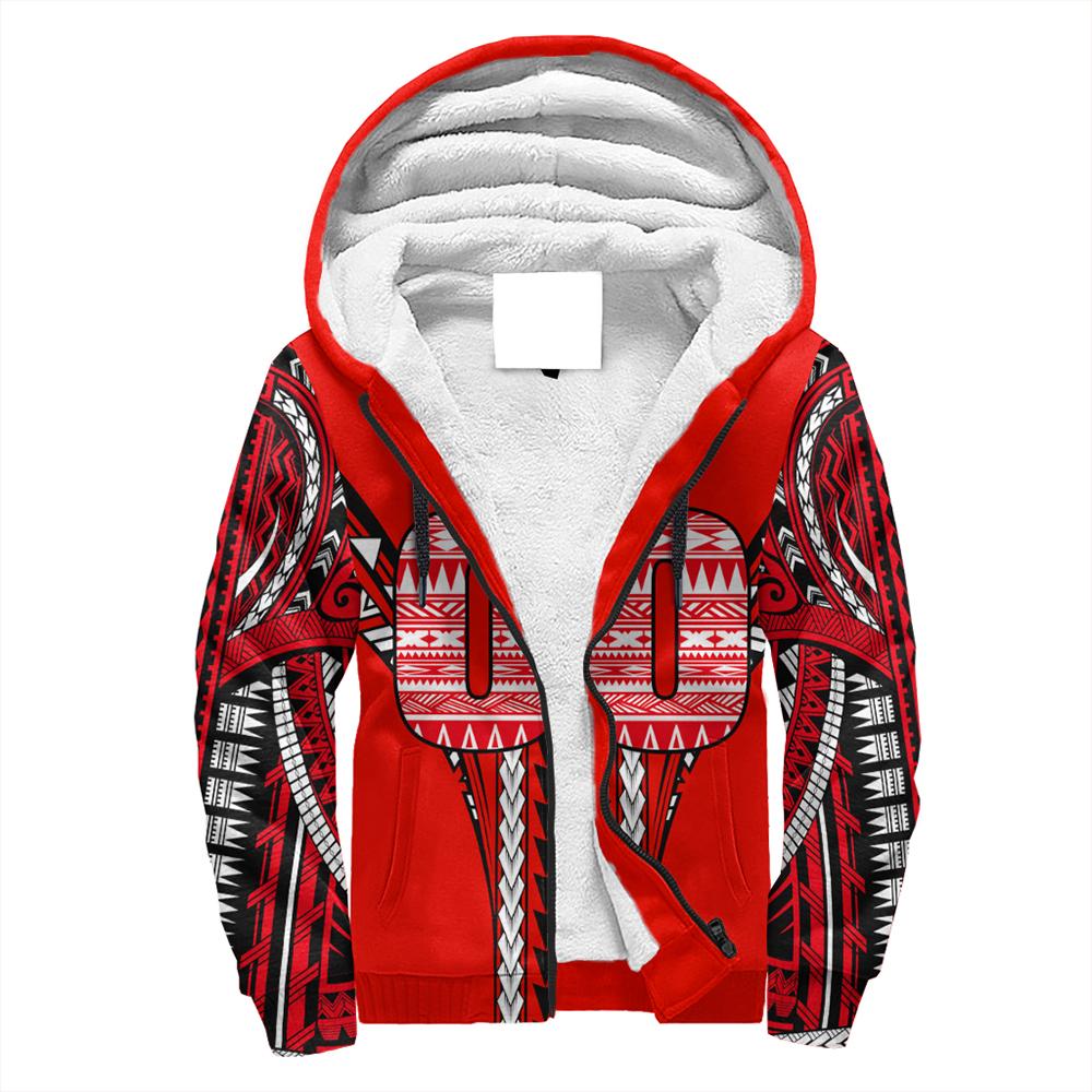 (Personalised) Hawaii - Red Football Sherpa Hoodie AH Red - Polynesian Pride