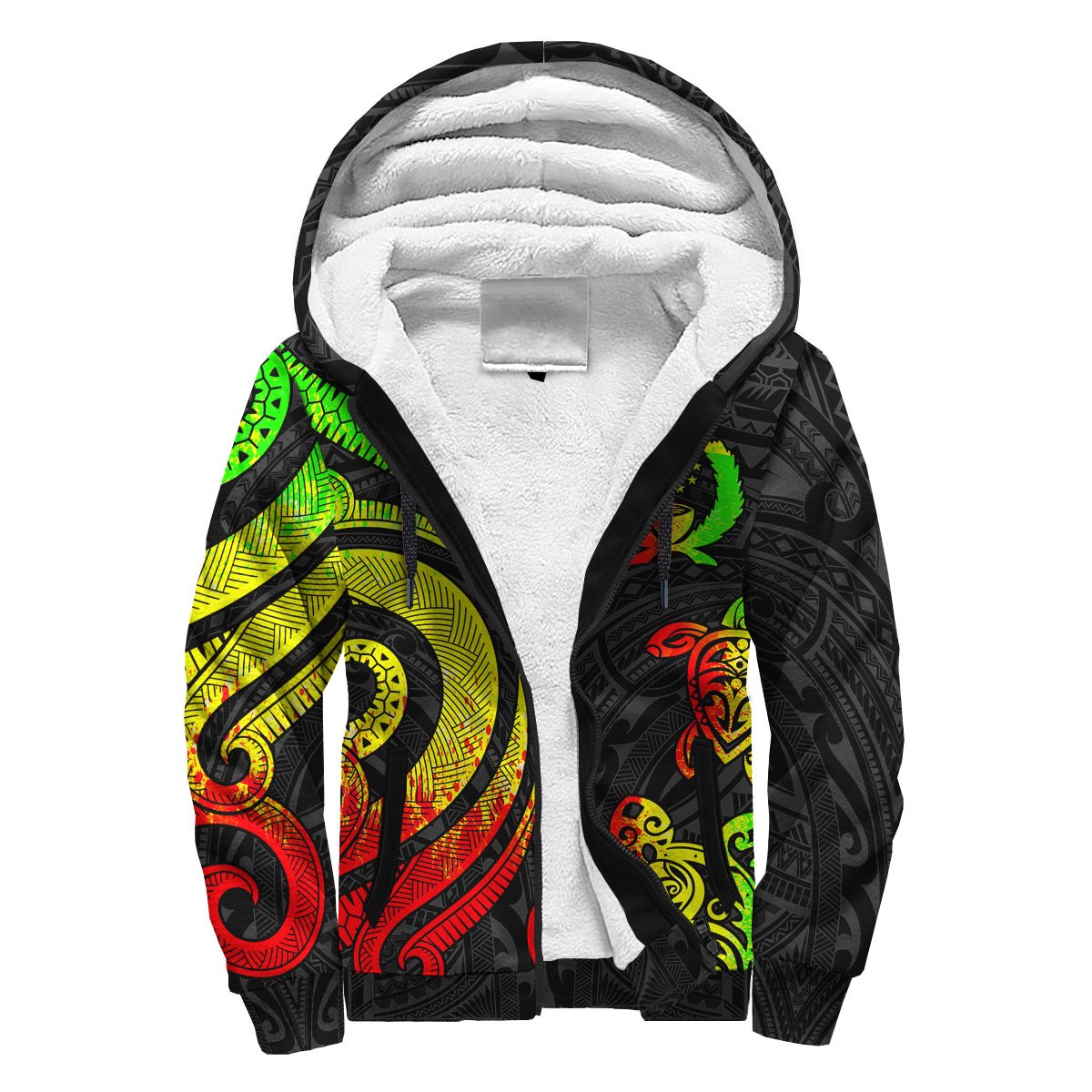 Pohnpei Sherpa Hoodie - Reggae Tentacle Turtle Reggae - Polynesian Pride