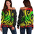 Tuvalu Women's Off Shoulder Sweater - Reggae Tentacle Turtle Art - Polynesian Pride