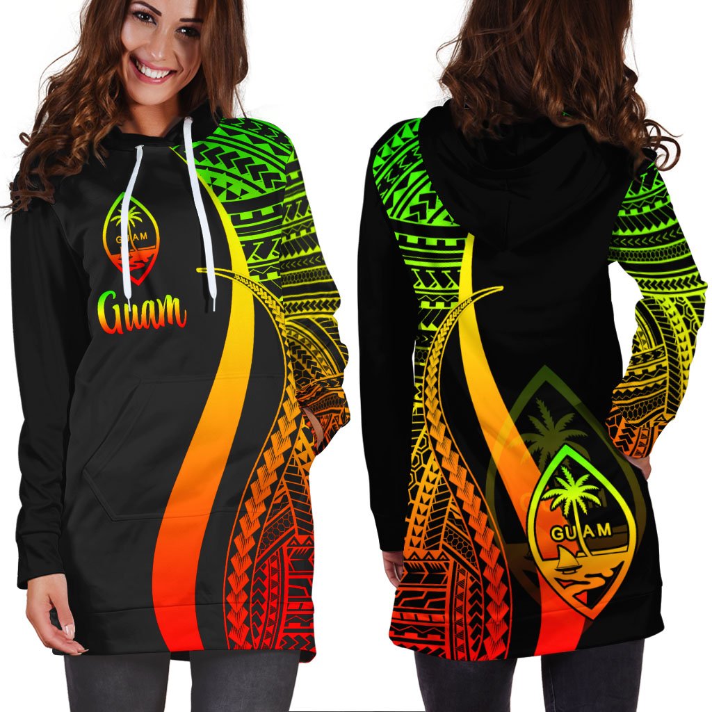 Guam Women's Hoodie Dress - Reggae Polynesian Tentacle Tribal Pattern - Polynesian Pride