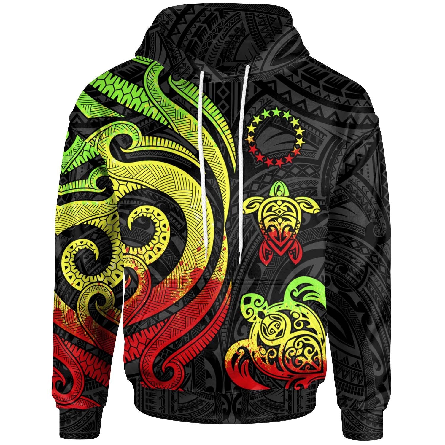 Cook Islands Hoodie Reggae Tentacle Turtle Unisex Reggae - Polynesian Pride