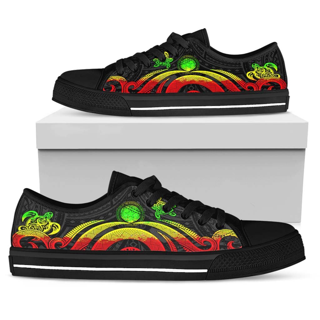 Northern Mariana Islands Low Top Shoes - Reggae Tentacle Turtle - Polynesian Pride