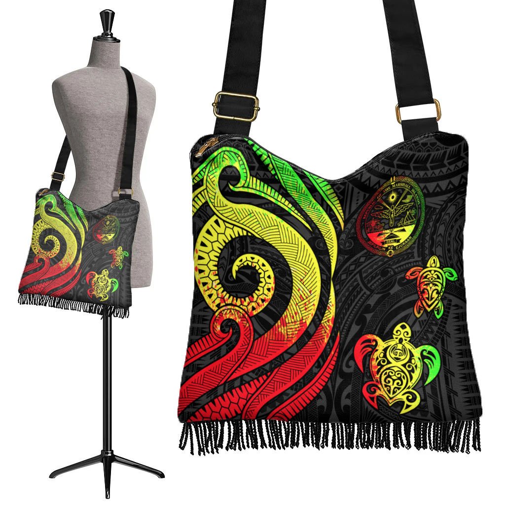 Marshall Islands Boho Handbag - Reggae Tentacle Turtle Crest - Polynesian Pride
