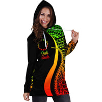 Cook Islands Women's Hoodie Dress - Reggae Polynesian Tentacle Tribal Pattern - Polynesian Pride
