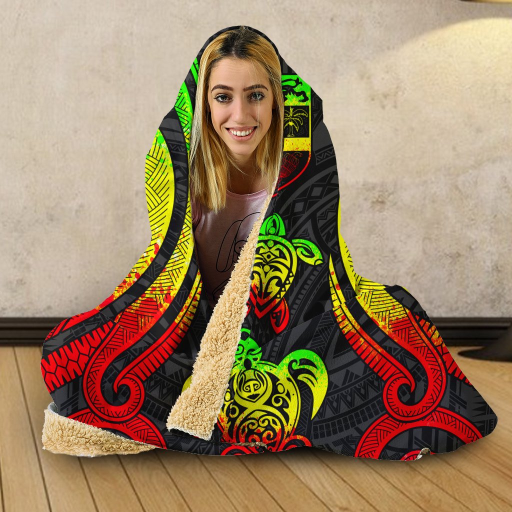 Fiji Hooded Blanket - Reggae Tentacle Turtle - Polynesian Pride