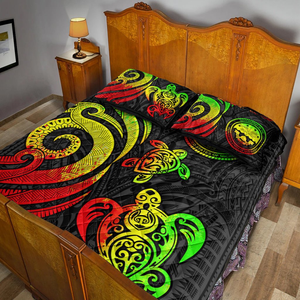 Federated States of Micronesia Quilt Bed Set - Reggae Tentacle Turtle - Polynesian Pride