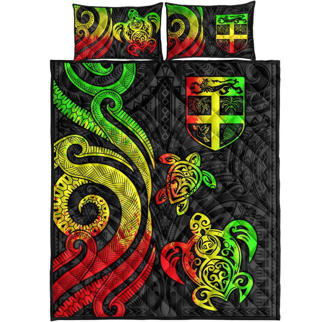 Fiji Quilt Bed Set - Reggae Tentacle Turtle - Polynesian Pride