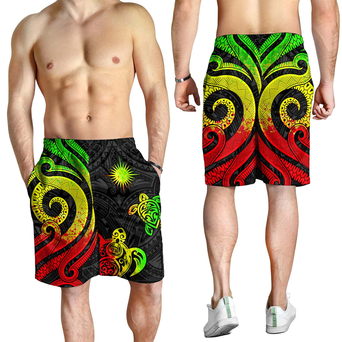 Marshall Islands Men's Short - Reggae Tentacle Turtle Crest - Polynesian Pride