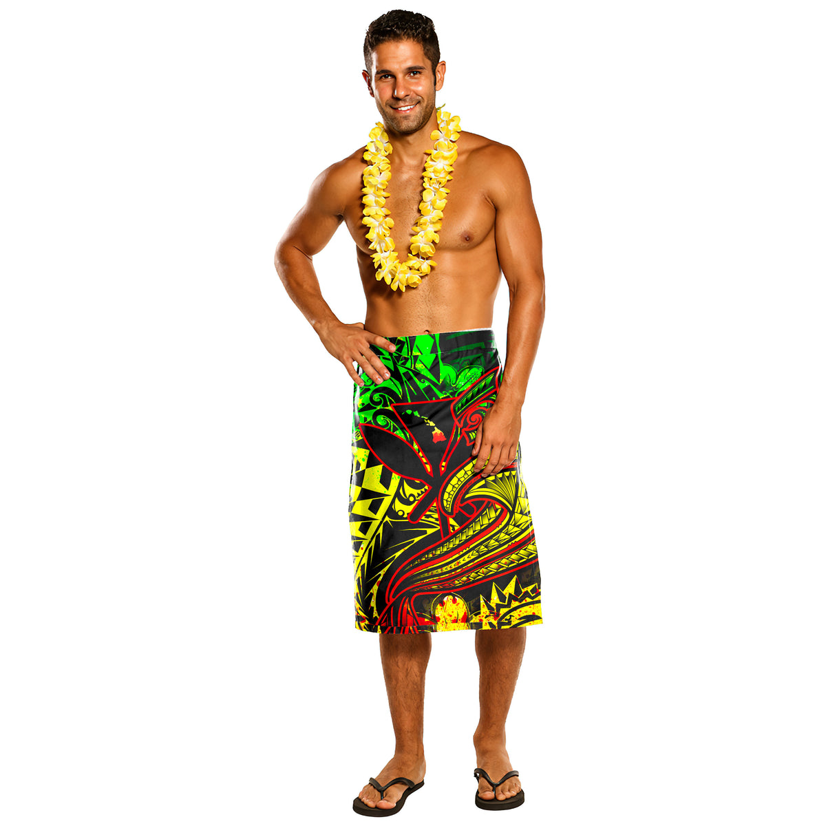 Hawaii Polynesian Lavalava - Hawaii Shark Reggae One Size Reggae - Polynesian Pride