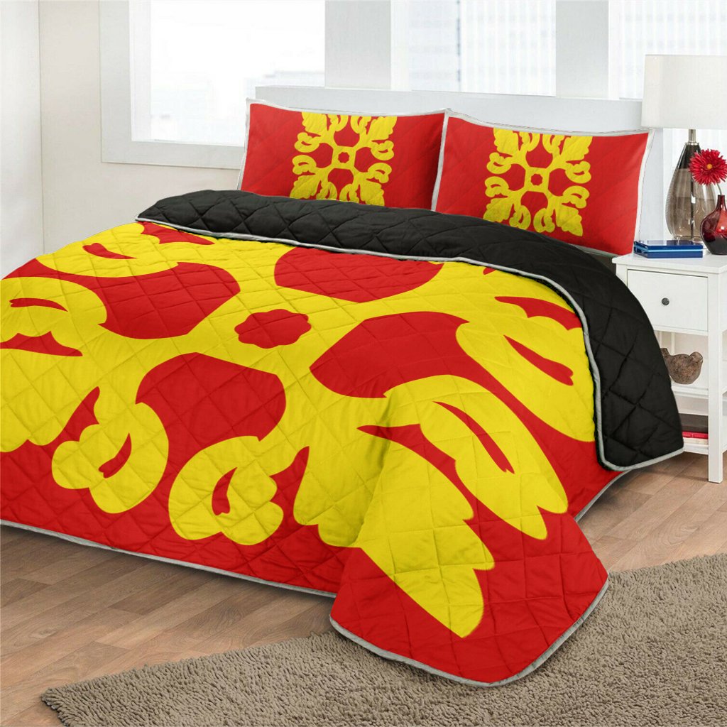 Hawaiian Royal Pattern Quilt Bed Set - Royal - M1 Style - AH - Polynesian Pride