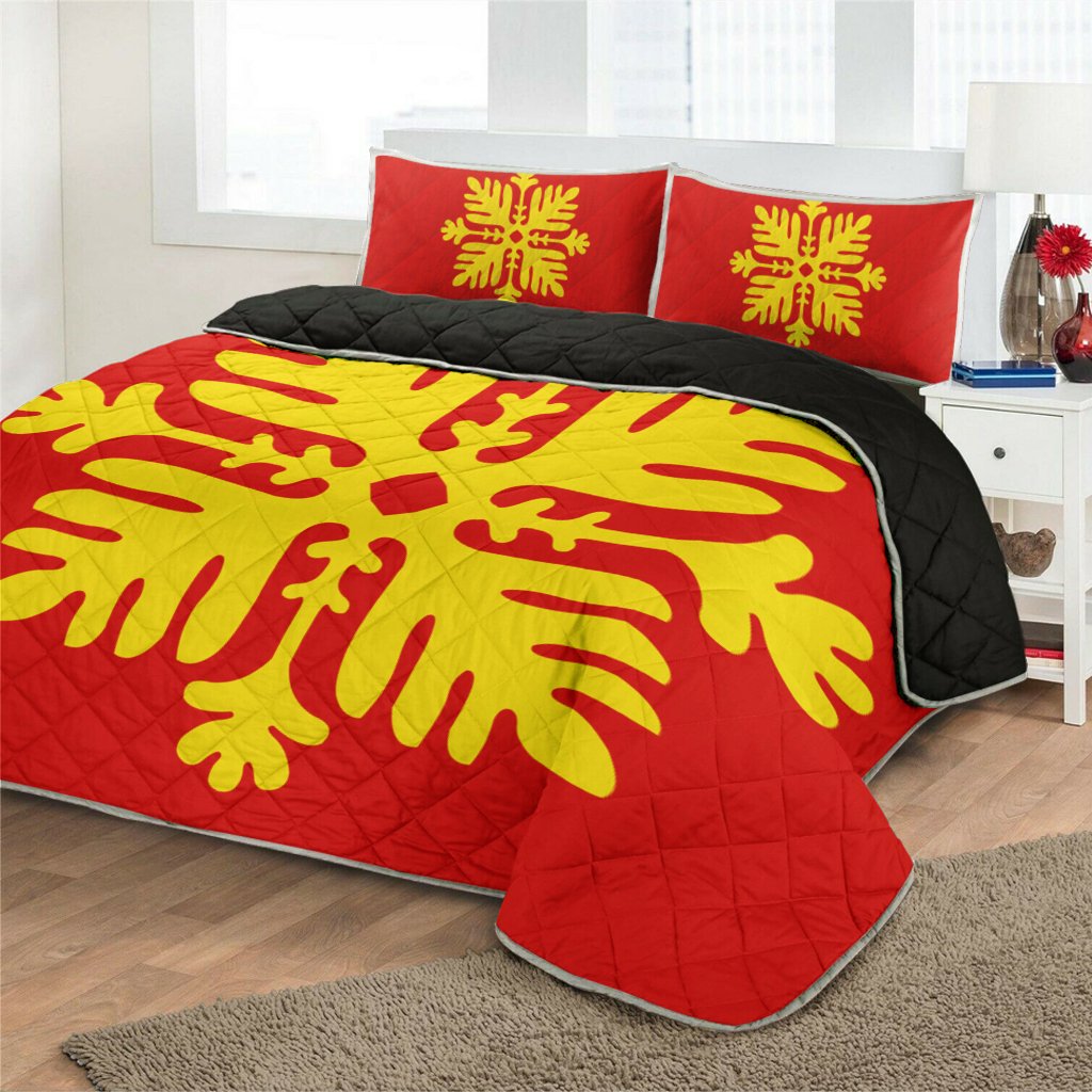 Hawaiian Royal Pattern Quilt Bed Set - Royal - H2 Style - AH - Polynesian Pride