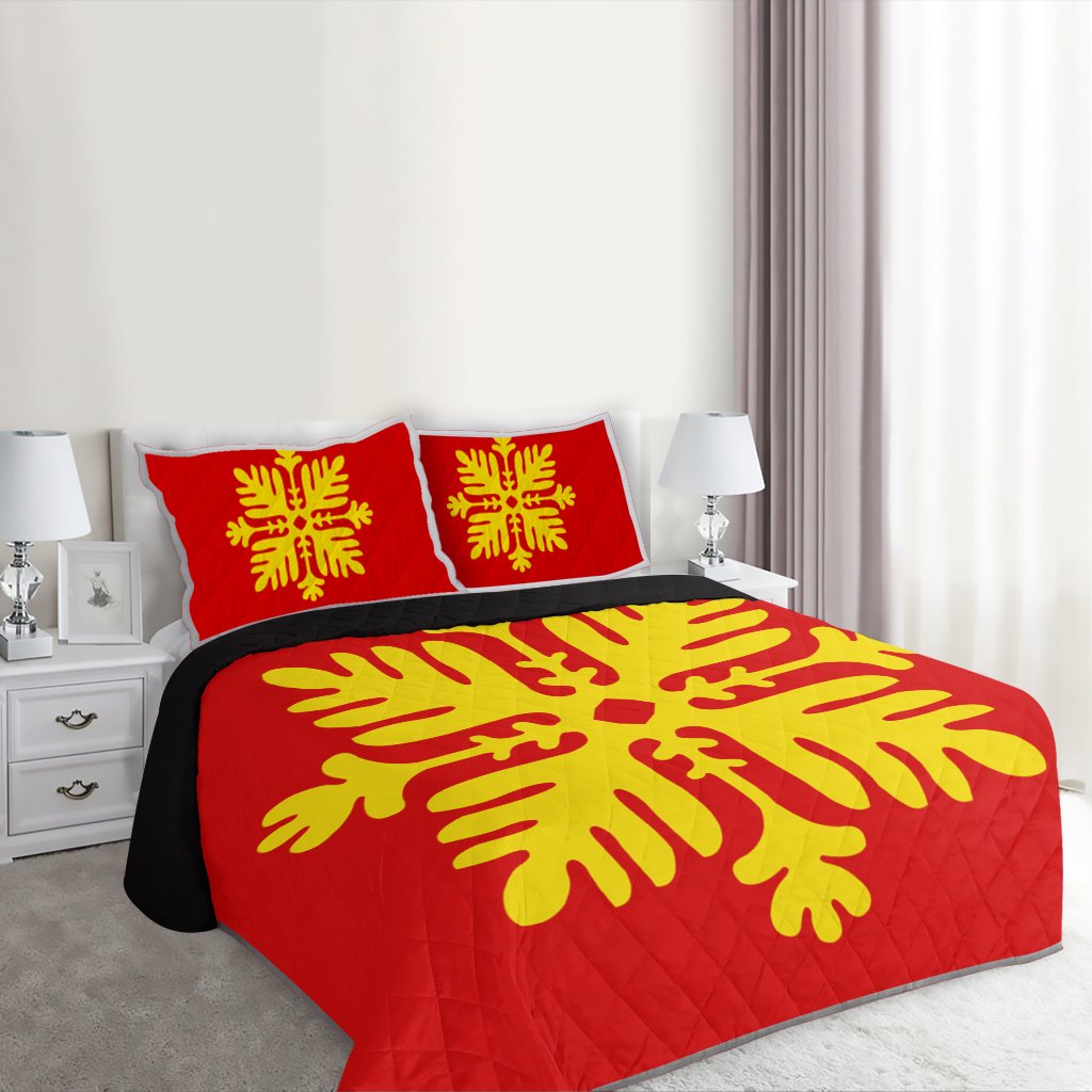 Hawaiian Royal Pattern Quilt Bed Set - Royal - H2 Style - AH - Polynesian Pride