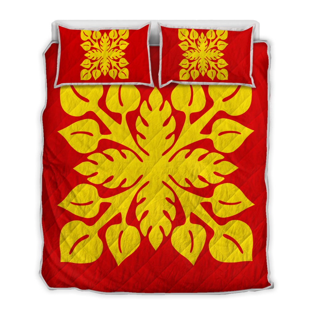 Hawaiian Royal Pattern Quilt Bed Set - Royal - M2 Style - AH Art - Polynesian Pride