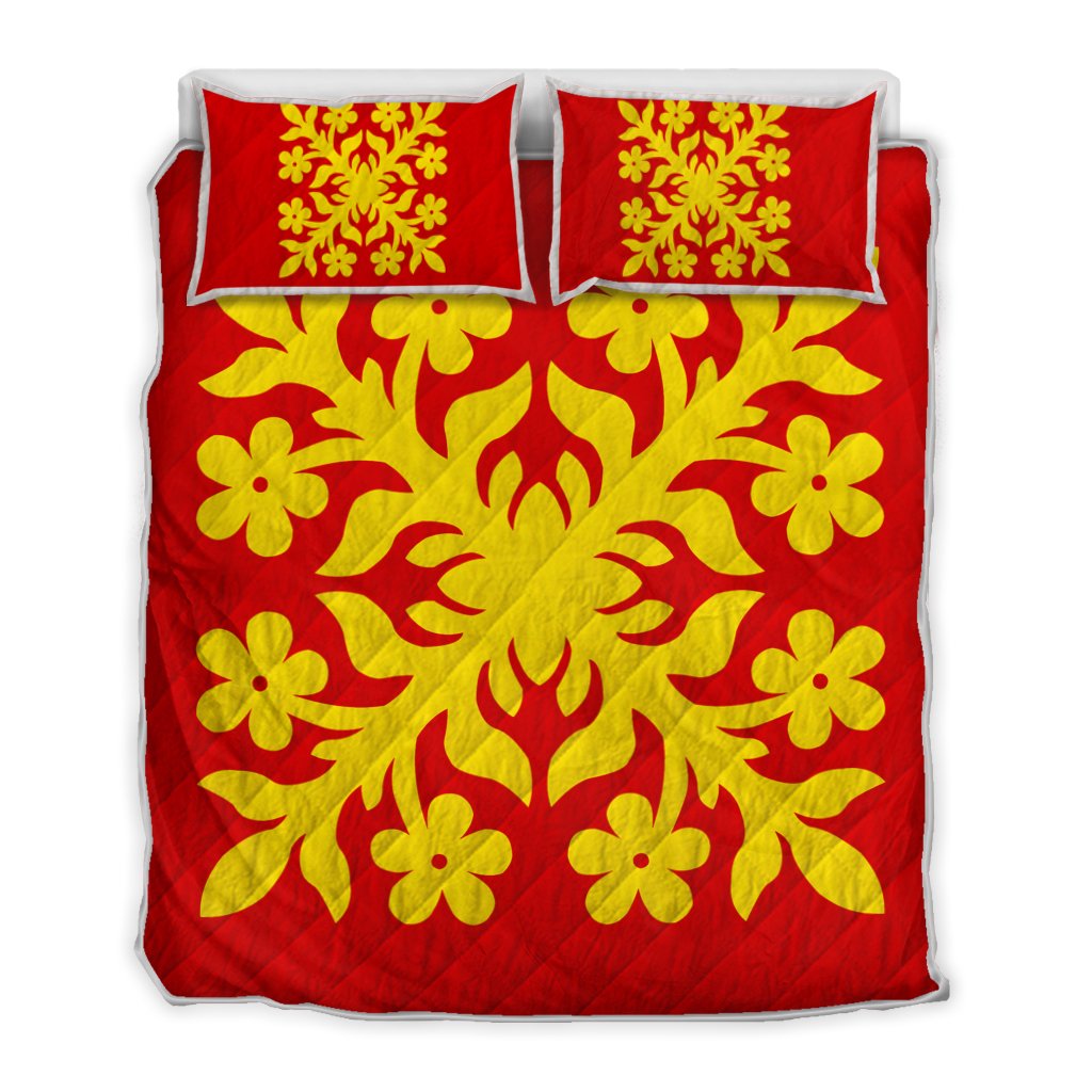 Hawaiian Royal Pattern Quilt Bed Set - Royal - C2 Style - AH Art - Polynesian Pride