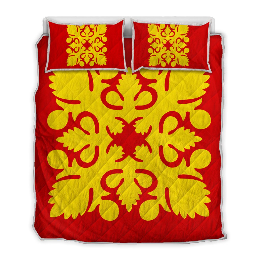 Hawaiian Royal Pattern Quilt Bed Set - Royal - I2 Style - AH Art - Polynesian Pride