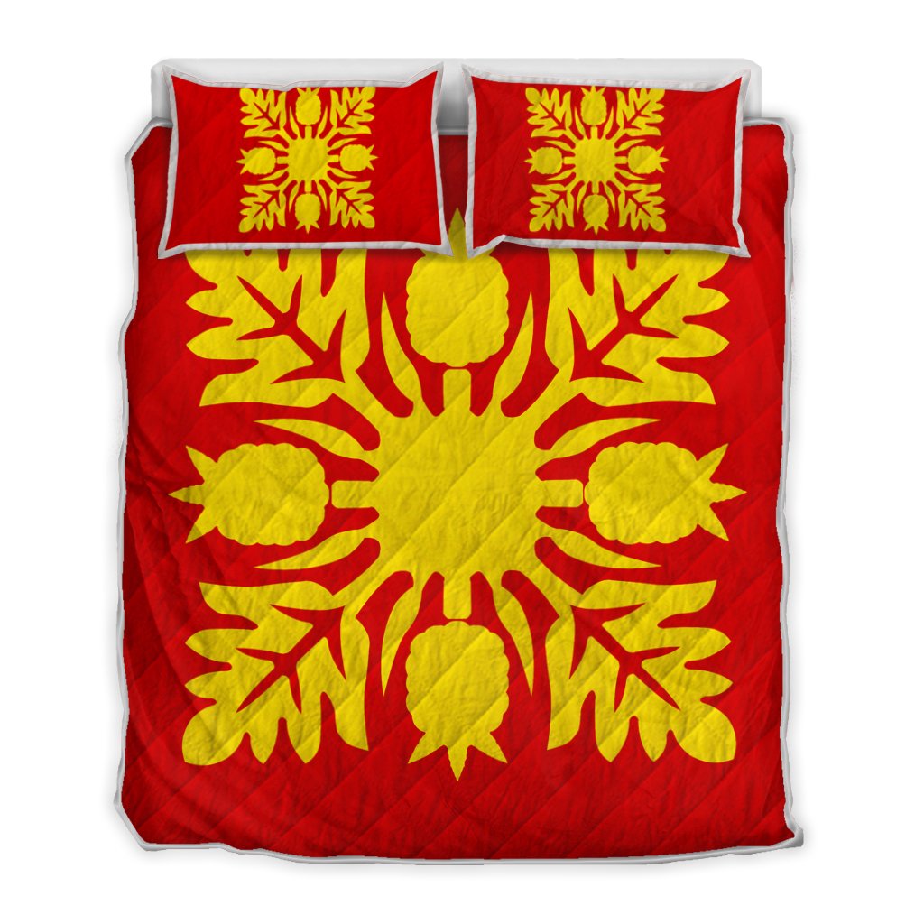 Hawaiian Royal Pattern Quilt Bed Set - Royal - N1 Style - AH Art - Polynesian Pride