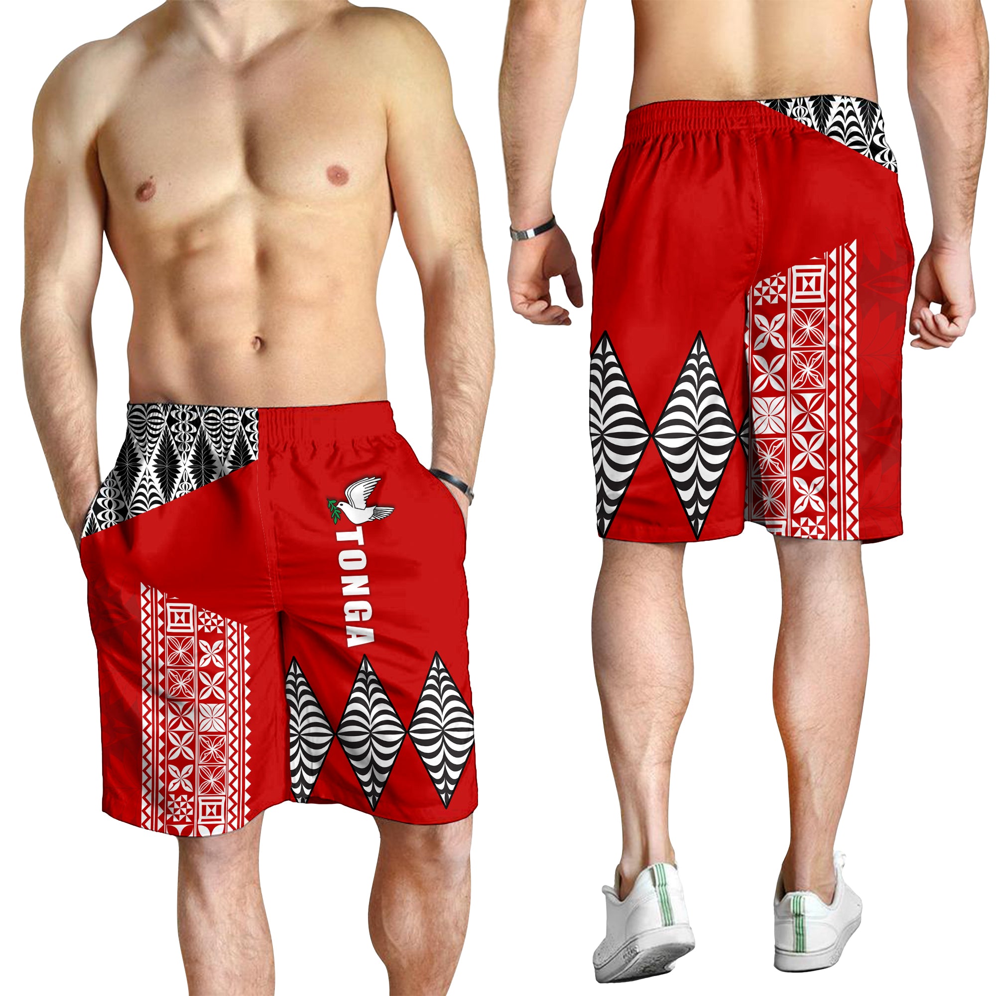 Tonga Rugby Men Shorts - Mate Ma'a Tonga LT13 Red - Polynesian Pride