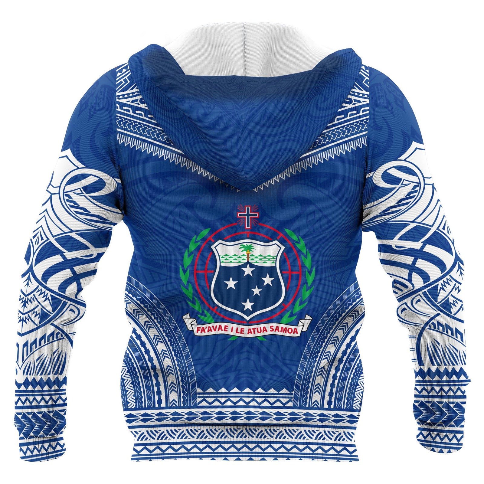 Samoa Polynesian Chief Custom Zip up Hoodie Flag Version Unisex Blue - Polynesian Pride