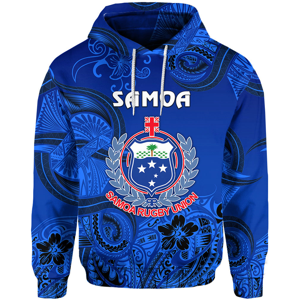 Custom Samoa Manu Hoodie Rugby Unique Style Full Blue LT8 - Polynesian Pride