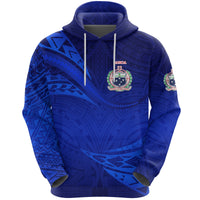 Custom Manu Samoa Rugby Hoodie Unique Version Full Blue, Custom Text and Number - Polynesian Pride