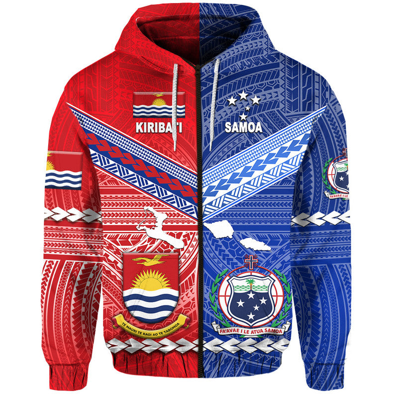 Custom Samoa and Kiribati Hoodie Together LT8 - Polynesian Pride