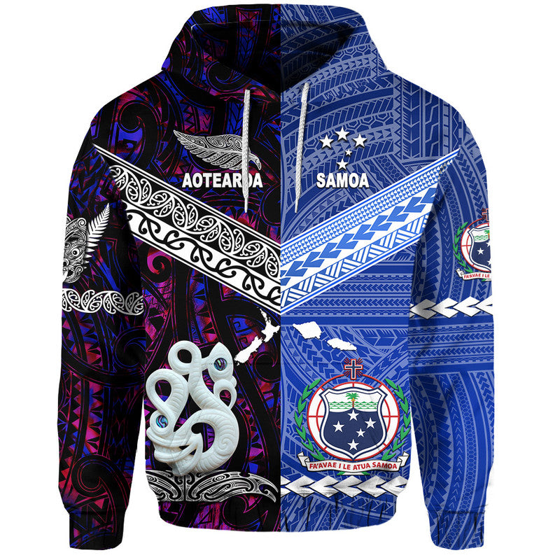 Samoa and New Zealand Hoodie Together Purple LT8 Purple - Polynesian Pride