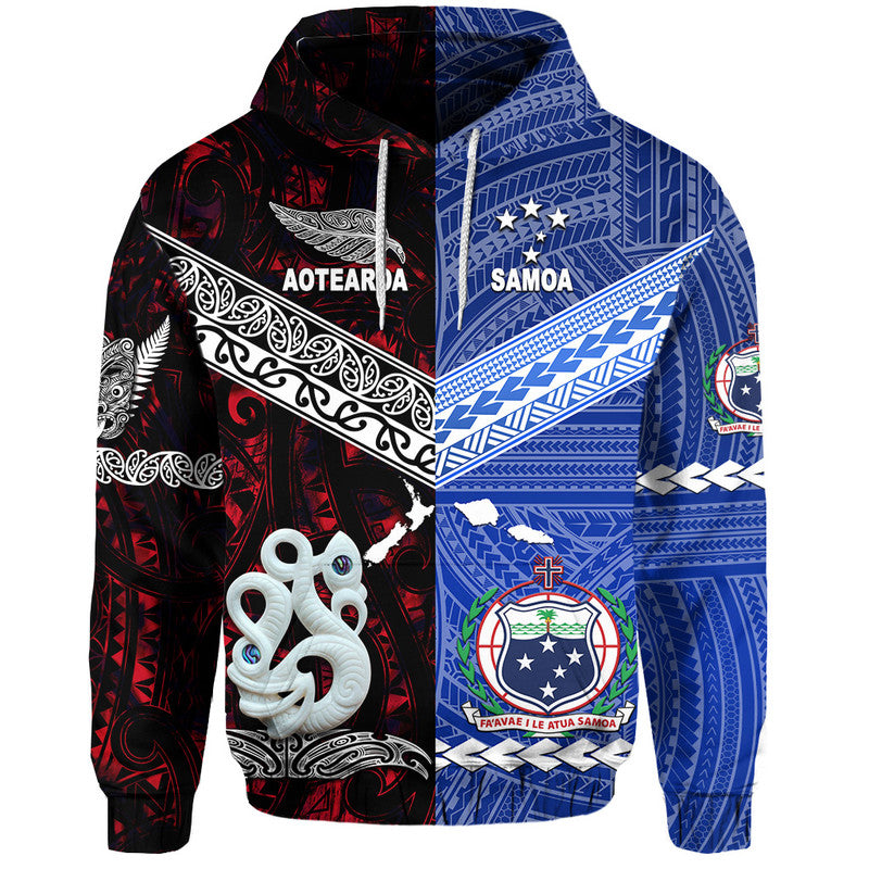 Custom Samoa and New Zealand Hoodie Together Red LT8 Red - Polynesian Pride