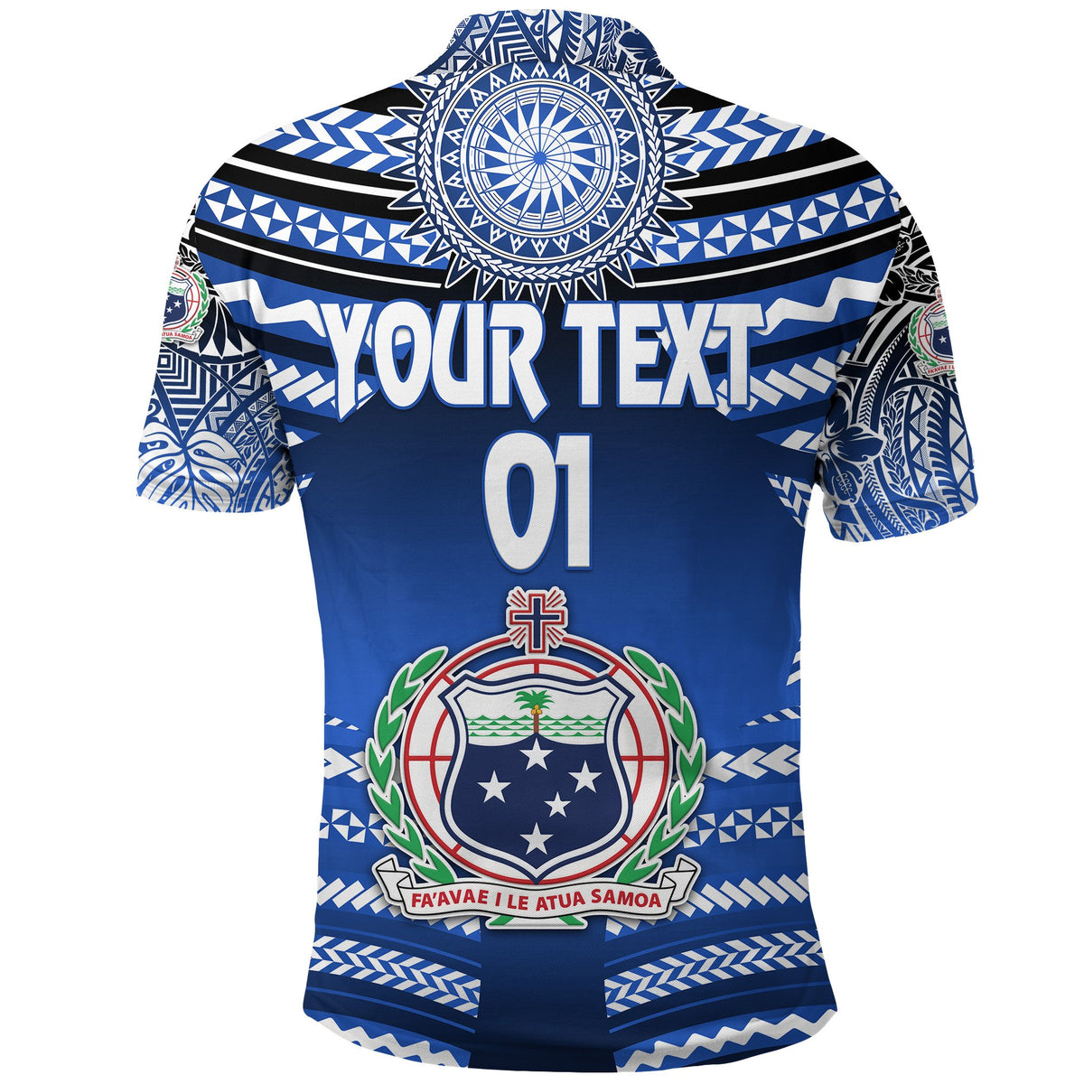 Custom Manu Samoa Rugby Polo Shirt Creative Style Blue, Custom Text and Number - Polynesian Pride