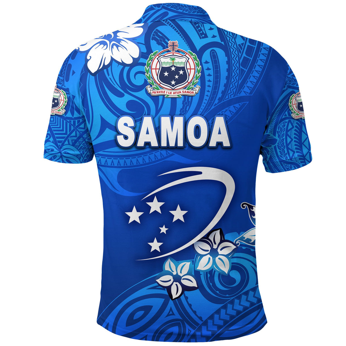 Manu Samoa Rugby Polo Shirt Unique Vibes Full Blue - Polynesian Pride