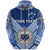 Custom Manu Samoa Rugby Zip Hoodie Creative Style Full Blue - Polynesian Pride