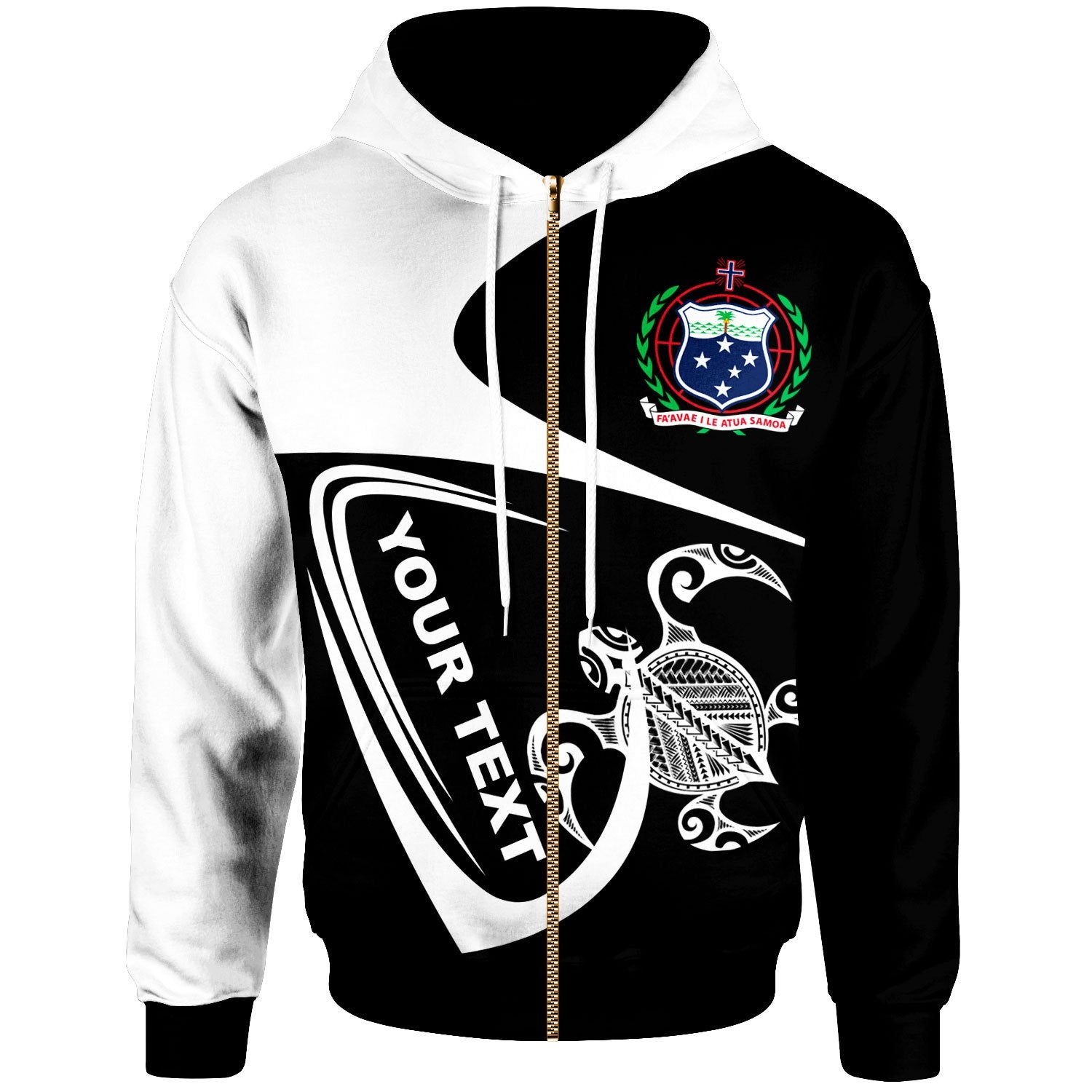 Samoa Custom Zip Hoodie Street Style Unisex Black - Polynesian Pride