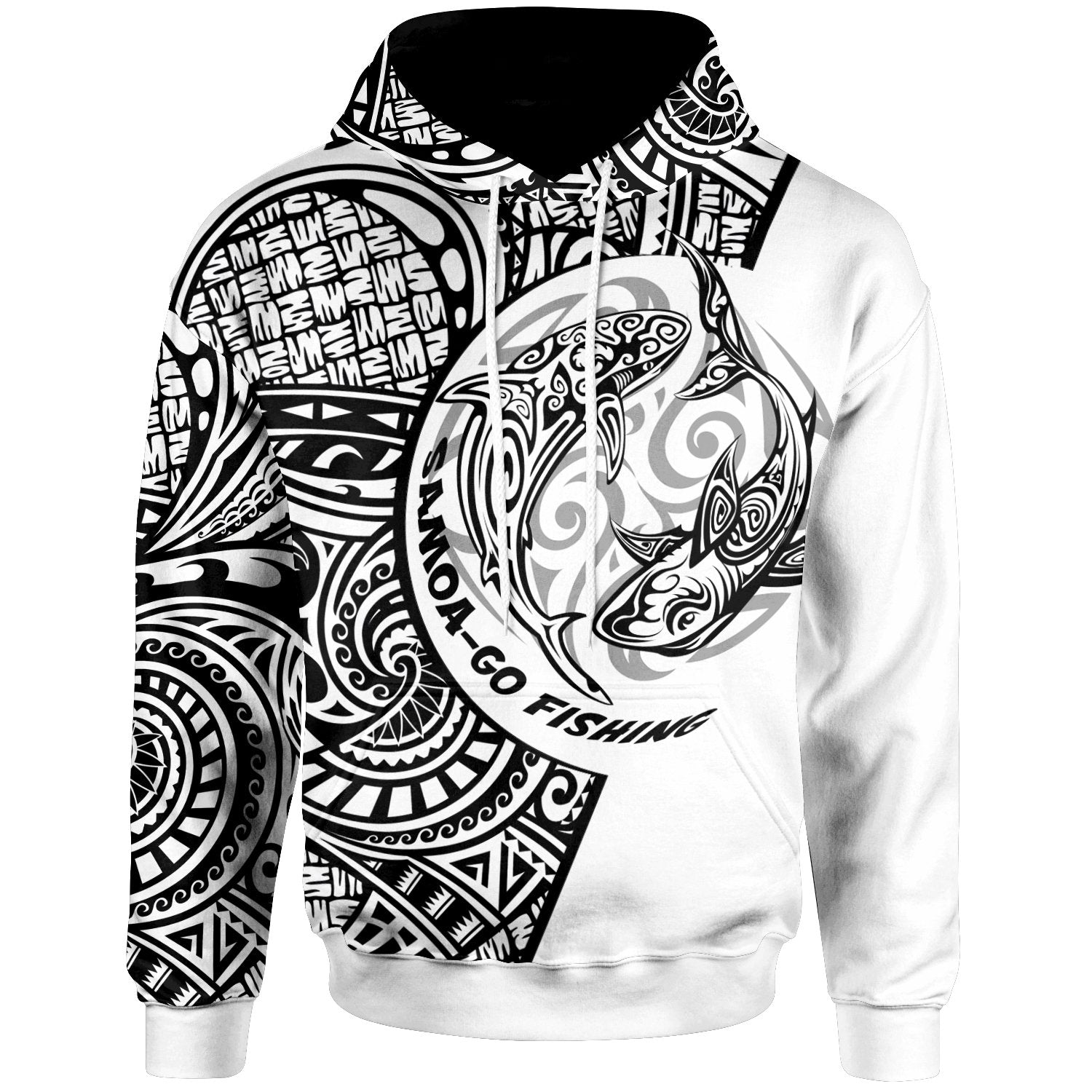 Samoa Hoodie Go Fishing Unisex White - Polynesian Pride