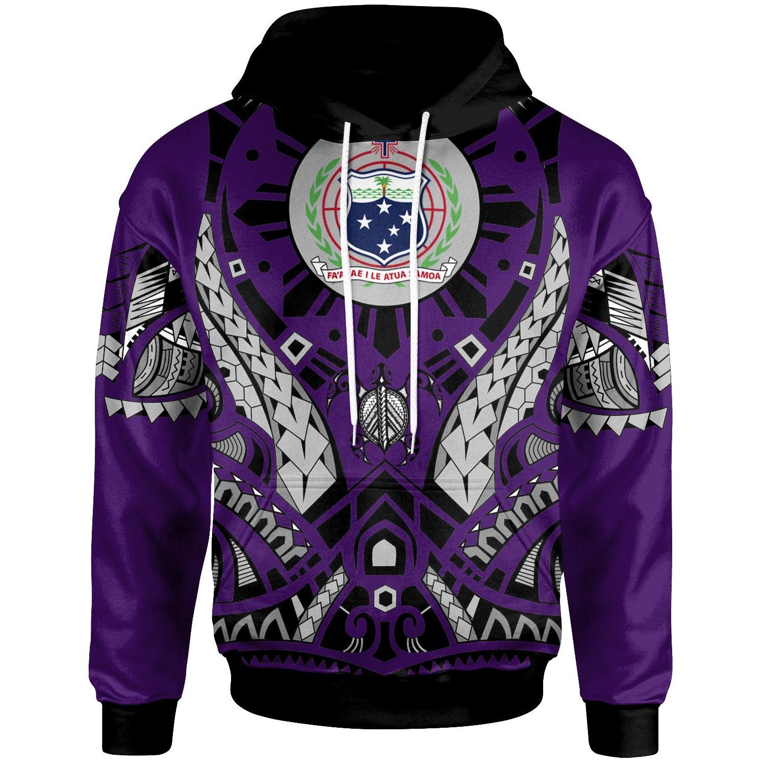 Samoa Hoodie Tribal Sun Tattoo Purple Color Unisex Purple - Polynesian Pride