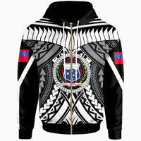 Samoa Zip up Hoodie Tooth Shaped Necklace White Unisex White - Polynesian Pride