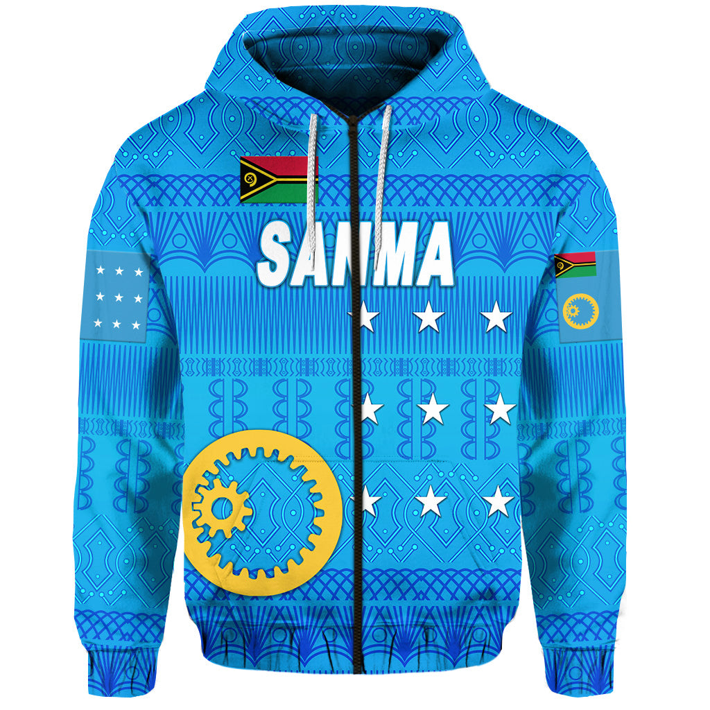 Sanma Province Zip Hoodie Vanuatu Pattern Traditional Style LT8 - Polynesian Pride