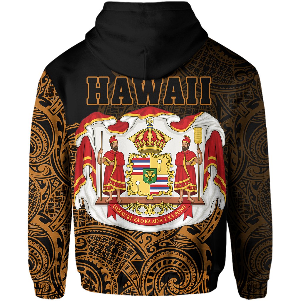 Hawaii Polynesian Warrior Mask Royal Coat Arms Hoodie - Polynesian Pride