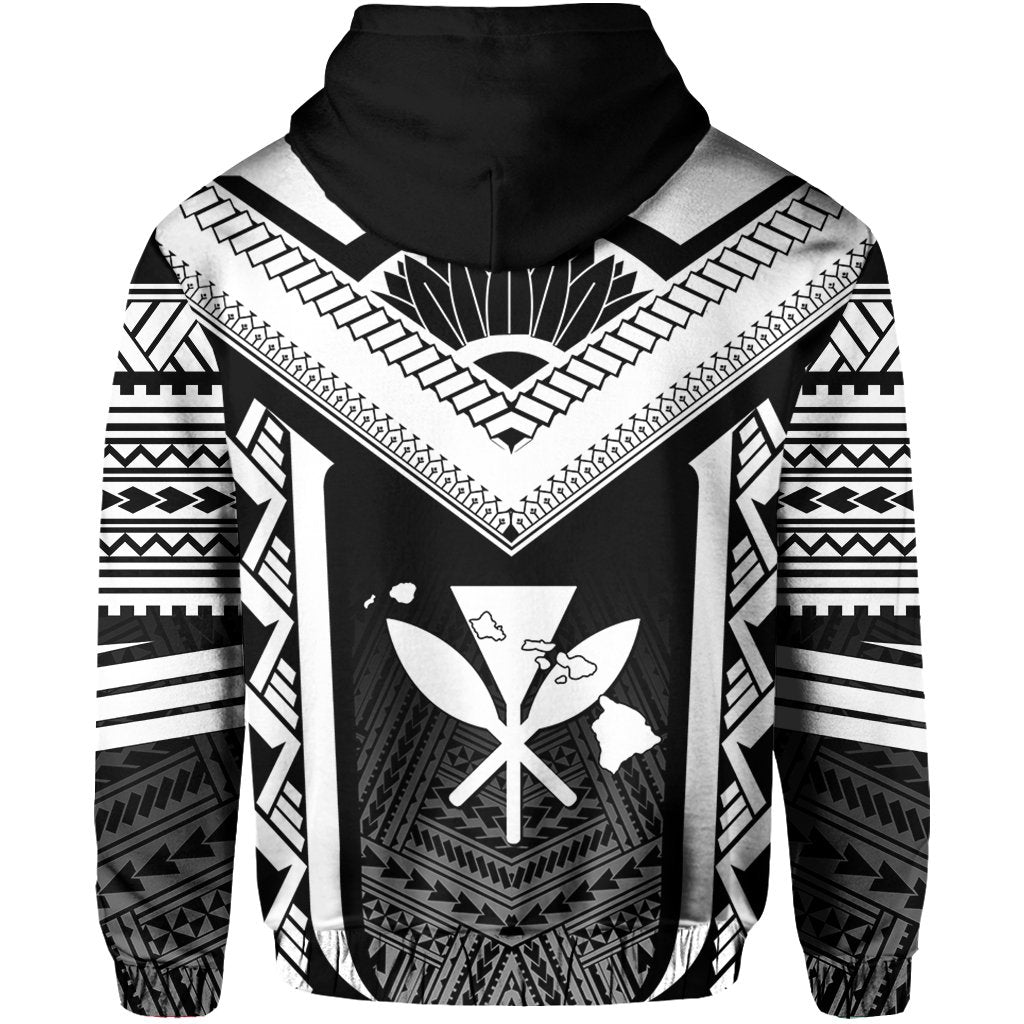 Hawaii Kanaka Polynesian Zip up Hoodie Active White - Polynesian Pride