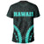 Hawaii Coat of Arms T Shirt Sport Style Version 2.0 Turquoise - Polynesian Pride