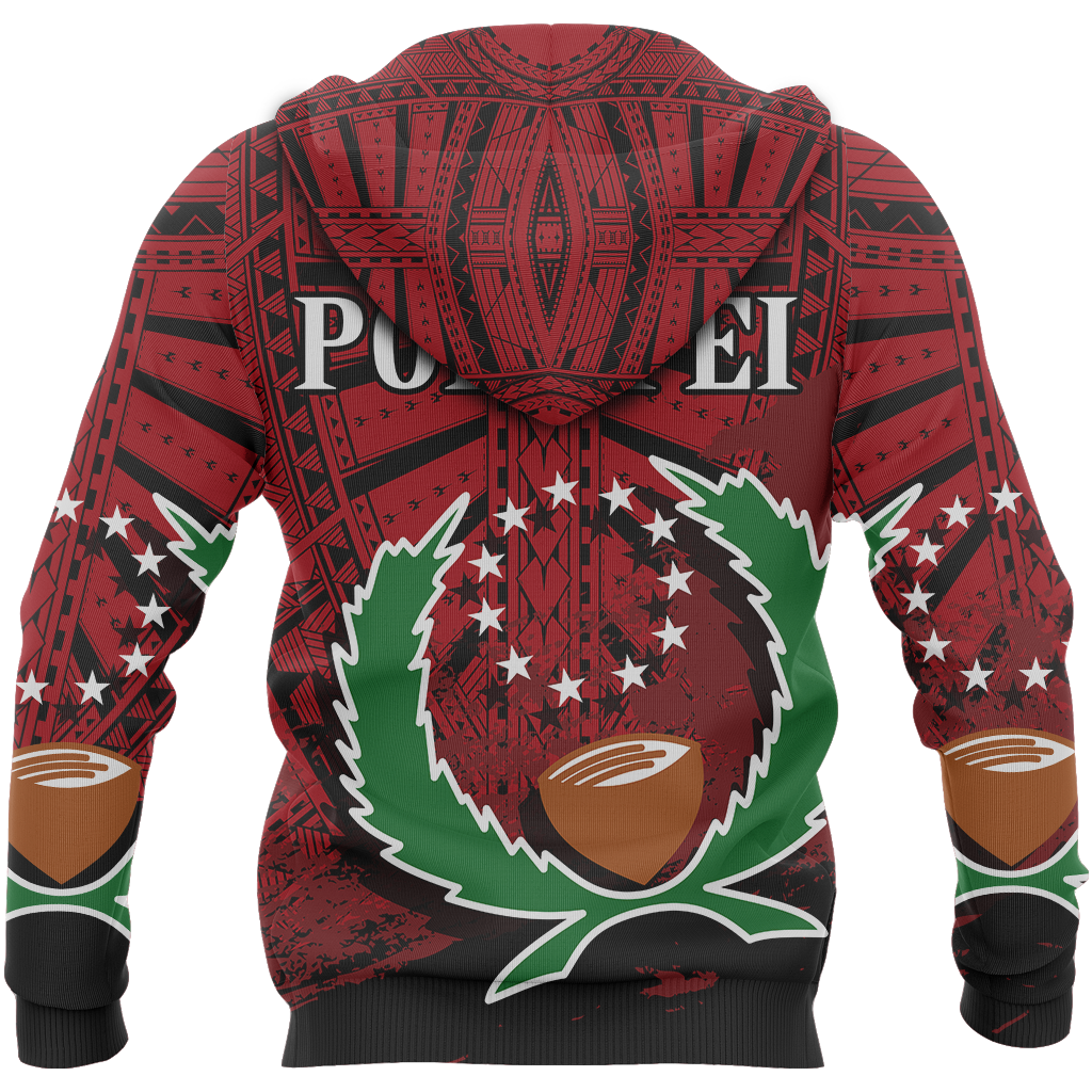 Pohnpei Special Hoodie Pohnpei Flag Polynesian Tattoo Red Version A02 - Polynesian Pride