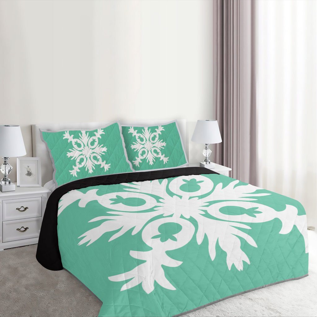Hawaiian Royal Pattern Quilt Bed Set - Seafoarm - F2 Style - AH - Polynesian Pride