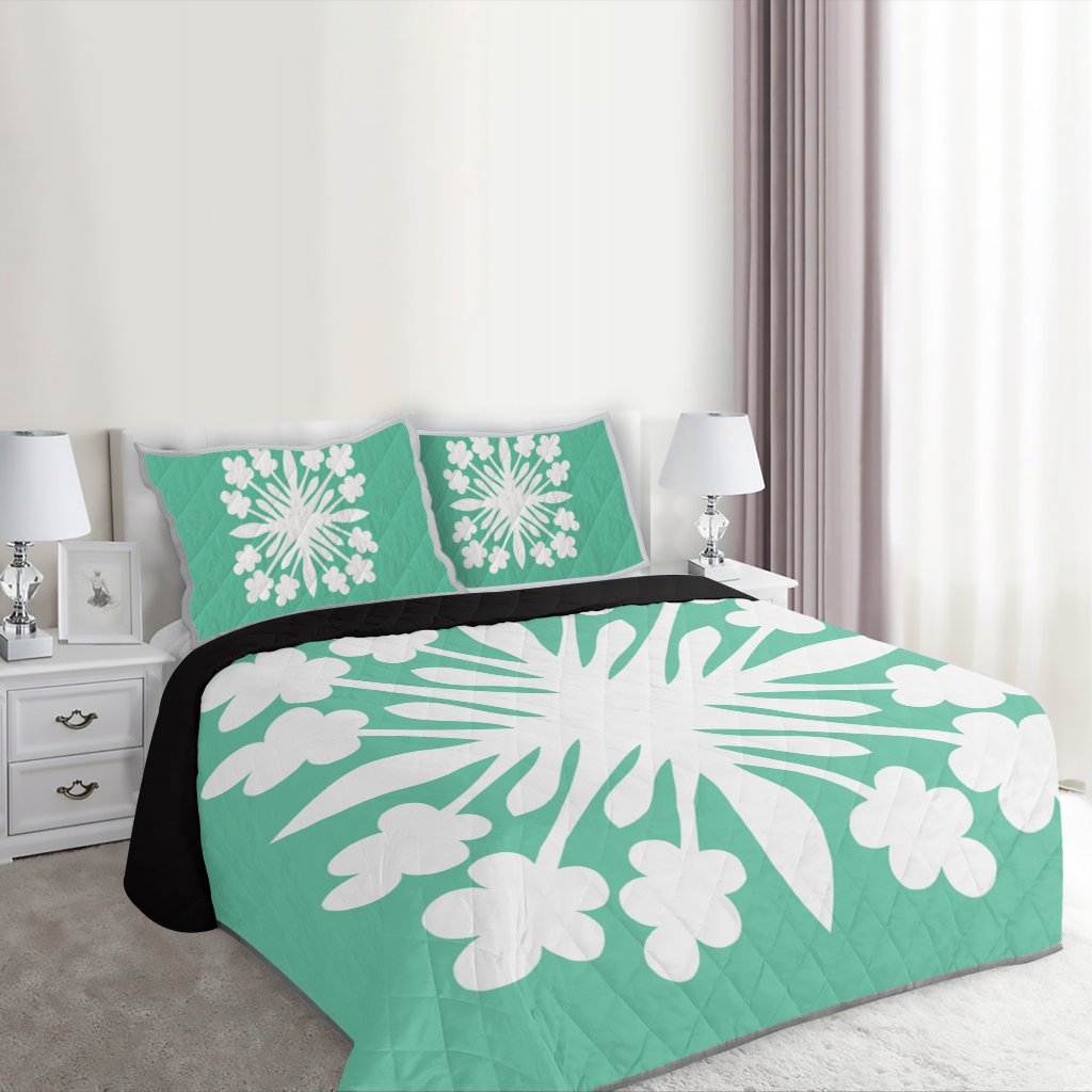 Hawaiian Royal Pattern Quilt Bed Set - Seafoarm - G2 Style - AH - Polynesian Pride