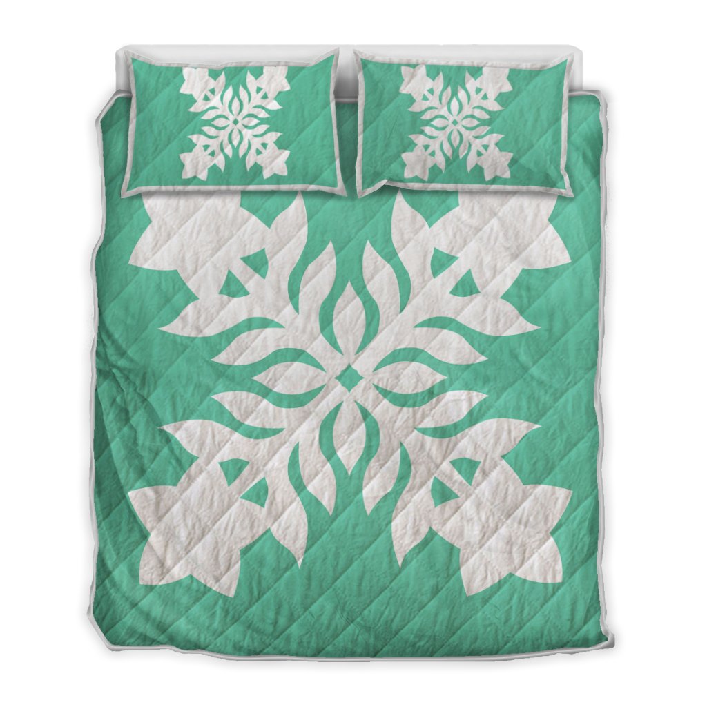 Hawaiian Royal Pattern Quilt Bed Set - Seafoarm - E2 Style - AH Seafoarm - Polynesian Pride