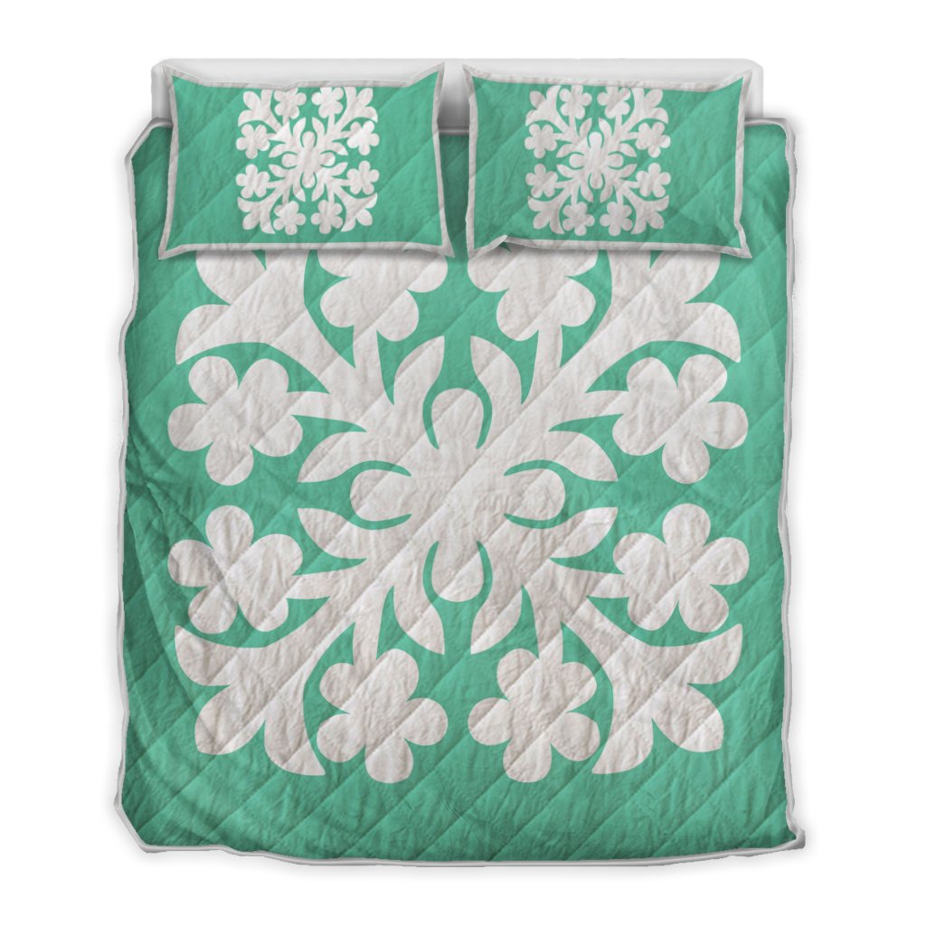 Hawaiian Royal Pattern Quilt Bed Set - Seafoarm - E1 Style - AH Seafoarm - Polynesian Pride