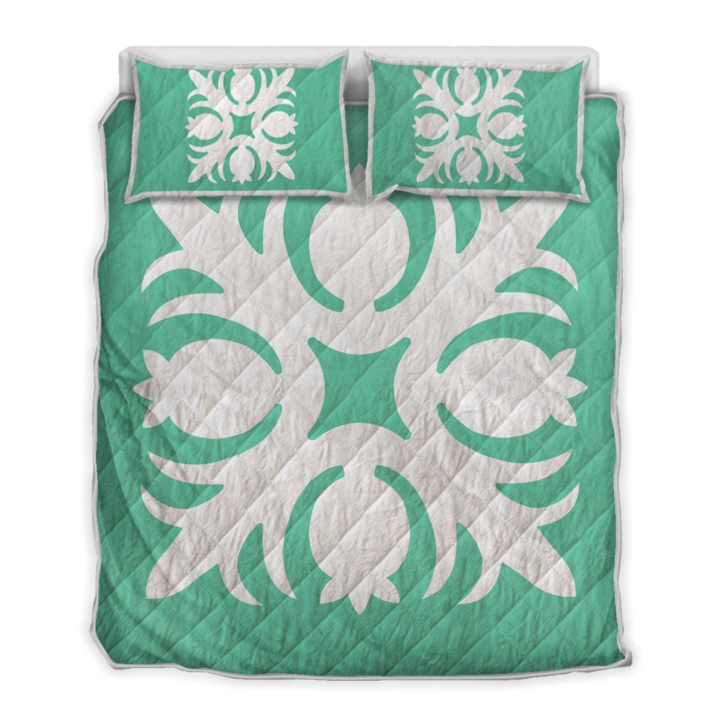 Hawaiian Royal Pattern Quilt Bed Set - Seafoarm - I1 Style - AH Seafoarm - Polynesian Pride